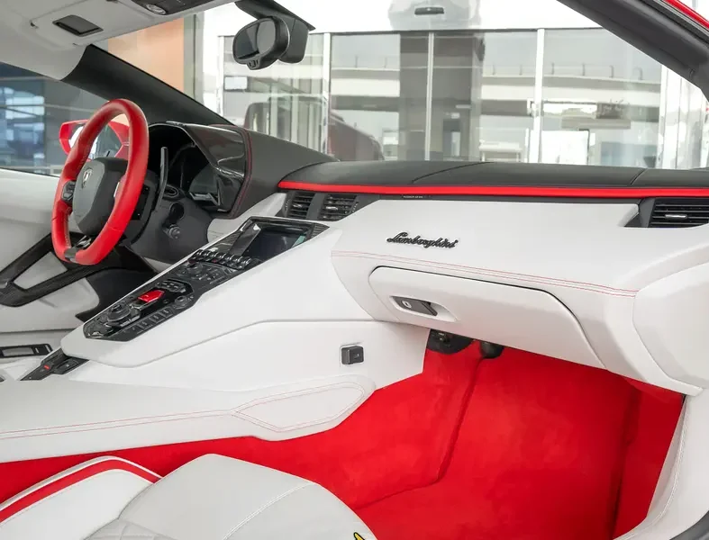 2018 Lamborghini Aventador S Coupe 1 OF 1 6.5-liter V12 Engine Red White Sports Car