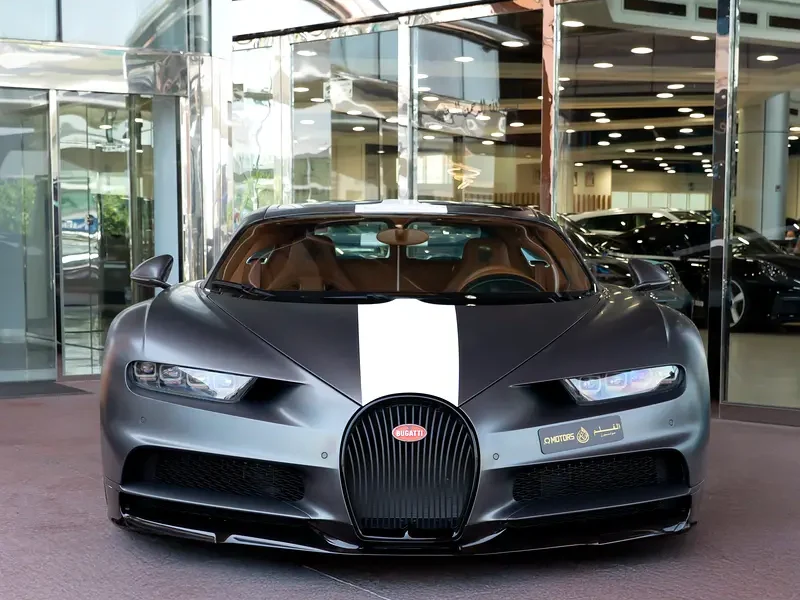 2021 Bugatti Chiron Standard 8.0L Quad-turbocharged W16 Engine Grey Tan Sports Car