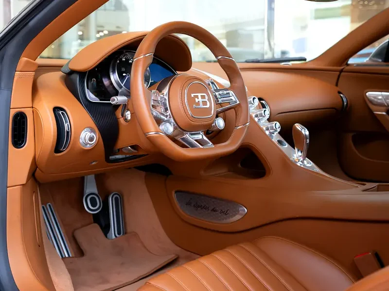 2021 Bugatti Chiron Standard 8.0L Quad-turbocharged W16 Engine Grey Tan Sports Car