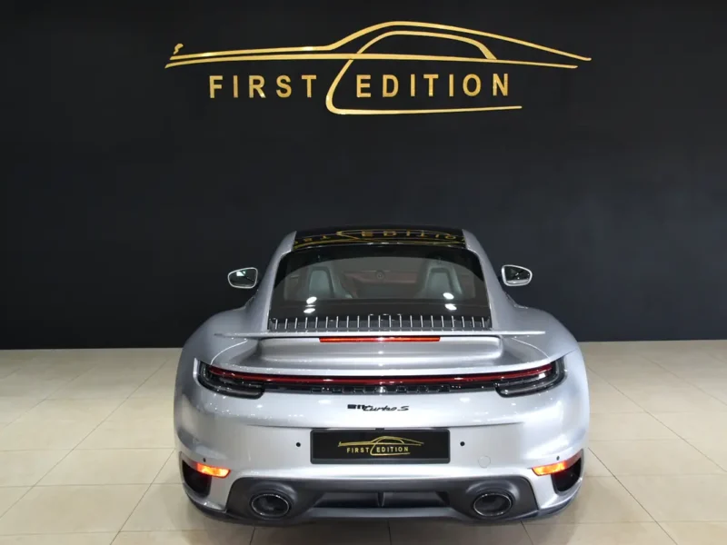 2021 Porsche Carrera / 911 Turbo S 3.7L twin-turbo flat-six Engine Silver Red Sports Car