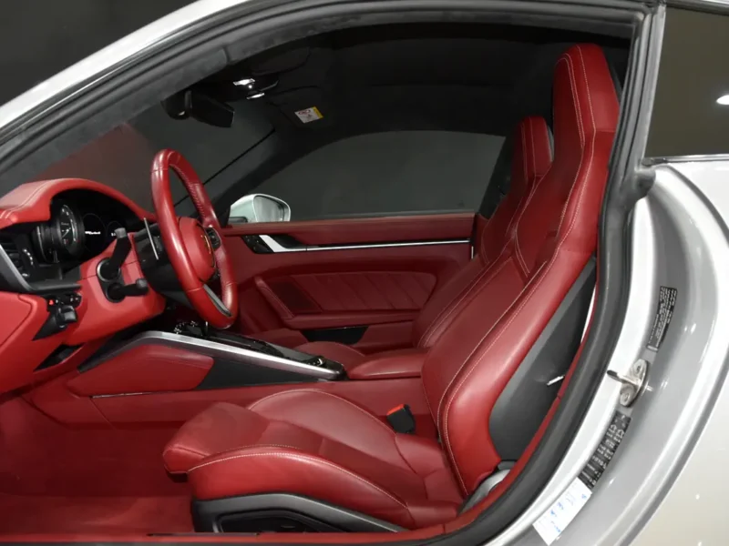 2021 Porsche Carrera / 911 Turbo S 3.7L twin-turbo flat-six Engine Silver Red Sports Car