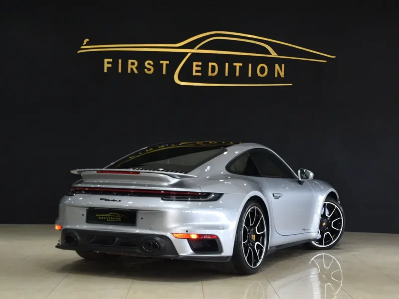 2021 Porsche Carrera / 911 Turbo S 3.7L twin-turbo flat-six Engine Silver Red Sports Car