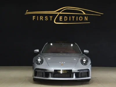 2021 Porsche Carrera / 911 Turbo S 3.7L twin-turbo flat-six Engine Silver Red Sports Car