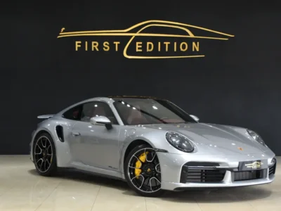 2021 Porsche Carrera / 911 Turbo S 3.7L twin-turbo flat-six Engine Silver Red Sports Car