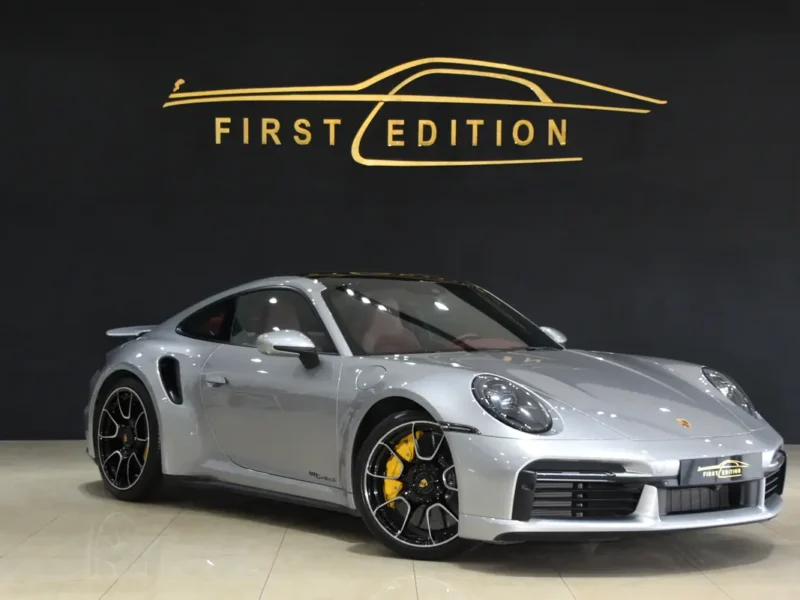 2021 Porsche Carrera / 911 Turbo S 3.7L twin-turbo flat-six Engine Silver Red Sports Car