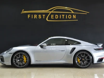 2021 Porsche Carrera / 911 Turbo S 3.7L twin-turbo flat-six Engine Silver Red Sports Car