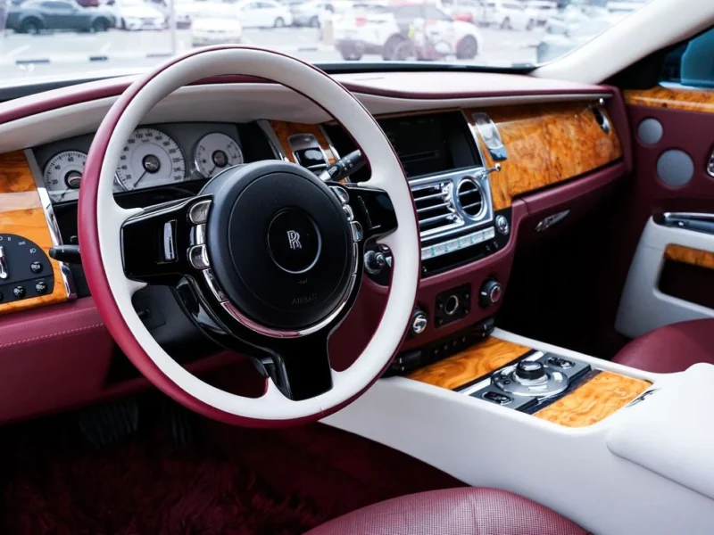 2014 Rolls-Royce Ghost 6.6-liter V12 twin-turbo Petrol Engine White Burgundy Sedan