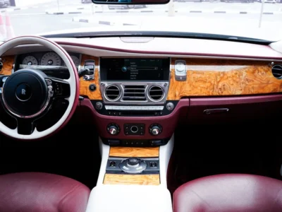 2014 Rolls-Royce Ghost 6.6-liter V12 twin-turbo Petrol Engine White Burgundy Sedan