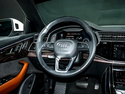 2019 Audi Q8 55 TFSI Quattro S line 6 Cylinders Petrol Engine White Tan SUV GCC Full Option
