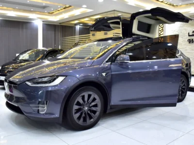 2019 Tesla Model X 100D Electric Vehicle Grey Beige SUV GCC Specs Automatic