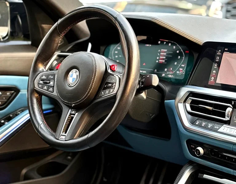 2022 BMW M3 Competition 6 Cylinders Petrol Engine Yellow Blue Sedan American Specs