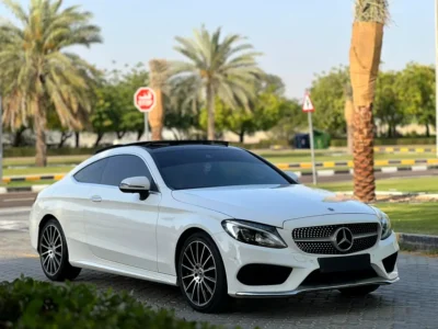 2018 Mercedes-Benz C-Class C200 Coupe 4 Cylinders Petrol Engine White Beige Coupe GCC