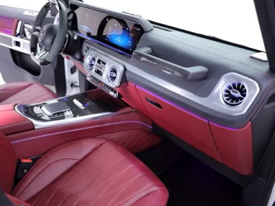 2025 Mercedes-Benz G-Class G 63 AMG 4.0L V8 Biturbo White Maroon SUV DOUBLE NIGHT PACKAGE