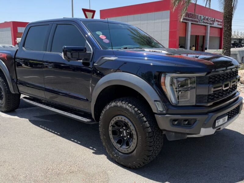 2022 Ford F-150 Raptor SUPER CAB 3.5L V6 EcoBoost High-Output Engine Blue Black Pickup Truck