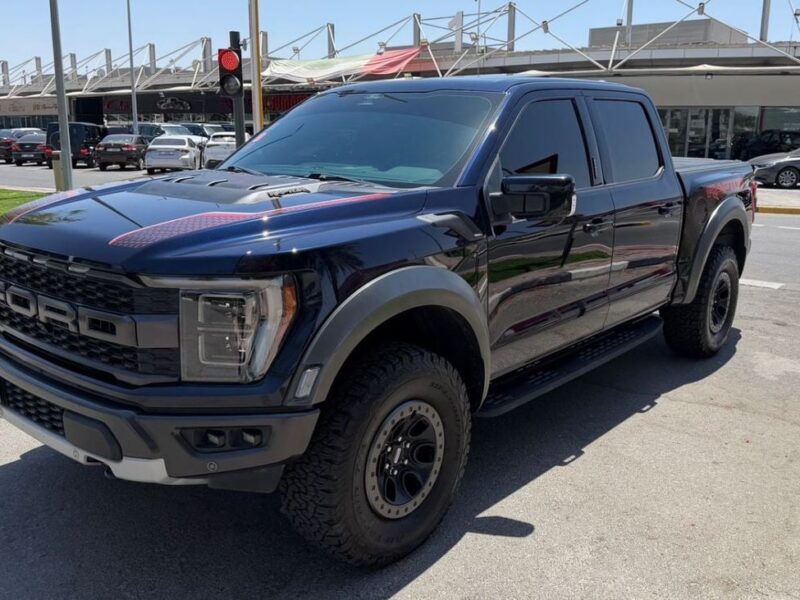 2022 Ford F-150 Raptor SUPER CAB 3.5L V6 EcoBoost High-Output Engine Blue Black Pickup Truck