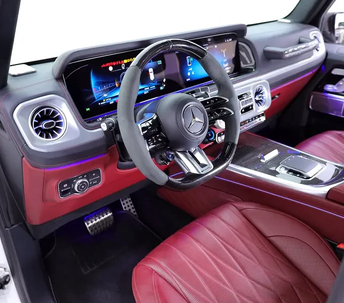 2025 Mercedes-Benz G-Class G 63 AMG 4.0L V8 Biturbo White Maroon SUV DOUBLE NIGHT PACKAGE