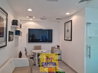 1,446 sqft FURNISHED OFFICE ,BURJ KHALIFA AND CANAL VIEW WITH 6 PARTITION HIGH FLOOR AVAIL