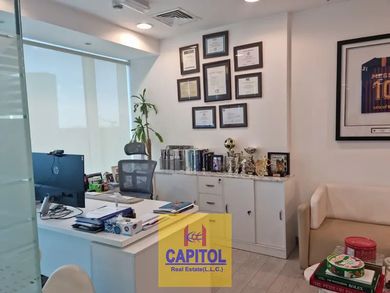 1,446 sqft FURNISHED OFFICE ,BURJ KHALIFA AND CANAL VIEW WITH 6 PARTITION HIGH FLOOR AVAIL