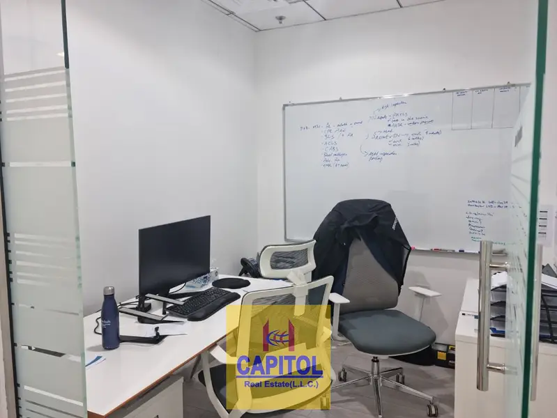 1,446 sqft FURNISHED OFFICE ,BURJ KHALIFA AND CANAL VIEW WITH 6 PARTITION HIGH FLOOR AVAIL