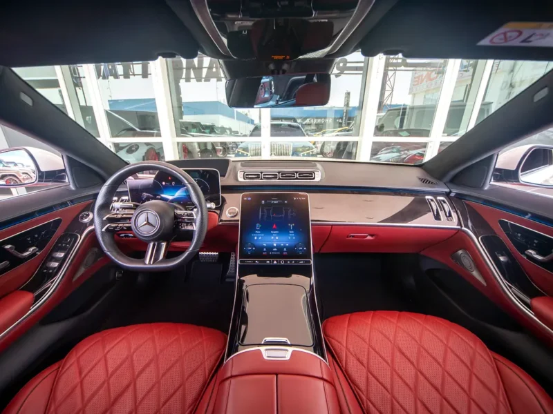 2021 Mercedes-Benz S-Class S 500 4MATIC 3.0L Turbo Engine Inline 6-Cylinder White Red Sedan