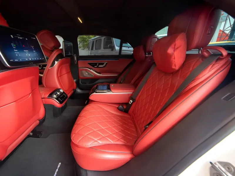 2021 Mercedes-Benz S-Class S 500 4MATIC 3.0L Turbo Engine Inline 6-Cylinder White Red Sedan