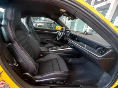 2022 Porsche 911 Turbo S V6 3.7L twin-turbocharged Petrol Engine Yellow Black Sports Car