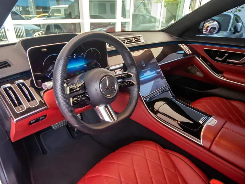 2021 Mercedes-Benz S-Class S 500 4MATIC 3.0L Turbo Engine Inline 6-Cylinder White Red Sedan
