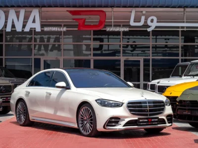 2021 Mercedes-Benz S-Class S 500 4MATIC 3.0L Turbo Engine Inline 6-Cylinder White Red Sedan