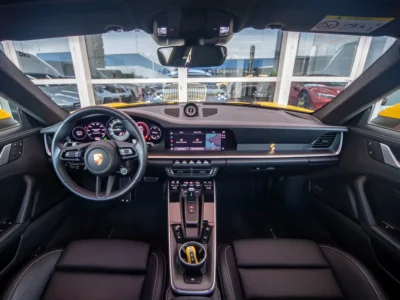 2022 Porsche 911 Turbo S V6 3.7L twin-turbocharged Petrol Engine Yellow Black Sports Car