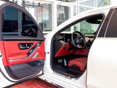 2021 Mercedes-Benz S-Class S 500 4MATIC 3.0L Turbo Engine Inline 6-Cylinder White Red Sedan