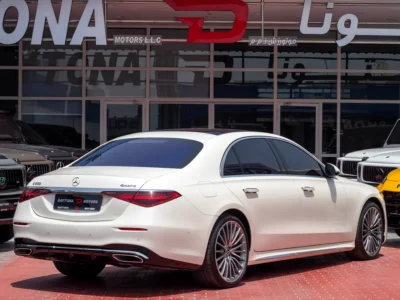 2021 Mercedes-Benz S-Class S 500 4MATIC 3.0L Turbo Engine Inline 6-Cylinder White Red Sedan