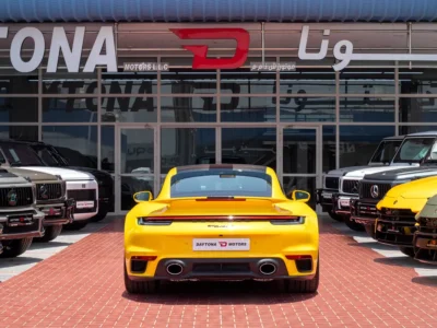 2022 Porsche 911 Turbo S V6 3.7L twin-turbocharged Petrol Engine Yellow Black Sports Car