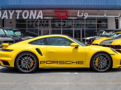 2022 Porsche 911 Turbo S V6 3.7L twin-turbocharged Petrol Engine Yellow Black Sports Car