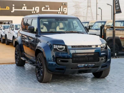 2026 Land Rover Defender OCTA 4.4-Liter Twin-Turbocharged V8 Engine Blue White SUV