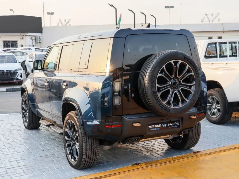 2026 Land Rover Defender OCTA 4.4-Liter Twin-Turbocharged V8 Engine Blue White SUV