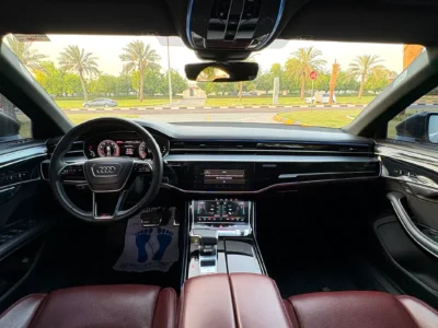 2022 Audi A8 55 TFSI Quattro V6 Turbocharged Petrol Engine Black Maroon Sedan GCC Specs