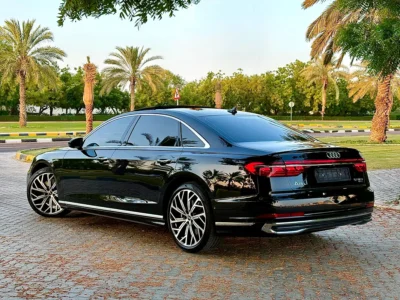 2022 Audi A8 55 TFSI Quattro V6 Turbocharged Petrol Engine Black Maroon Sedan GCC Specs