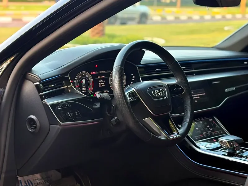 2022 Audi A8 55 TFSI Quattro V6 Turbocharged Petrol Engine Black Maroon Sedan GCC Specs