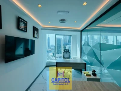 140 sqft Prime Tower Premium Office Space and Coworking Space with Stunning Burj Khalifa