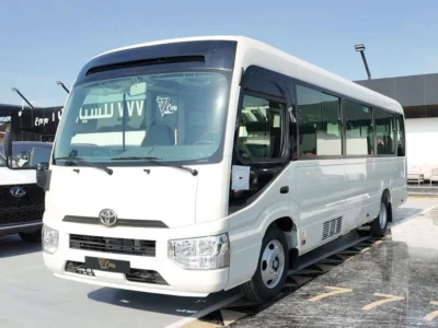 2025 Toyota Coaster High Roof 4.0L Turbo Diesel 4 Cylinders White Brown Bus GCC Specs
