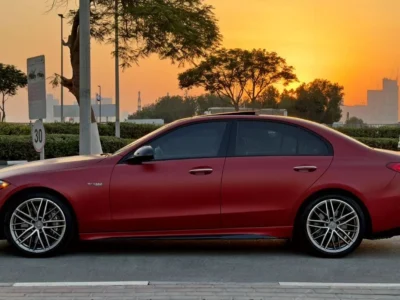 2023 Mercedes-Benz C43 AMG 4MATIC 2.0-liter Turbocharged 4-cylinder Engine Red Black Sedan