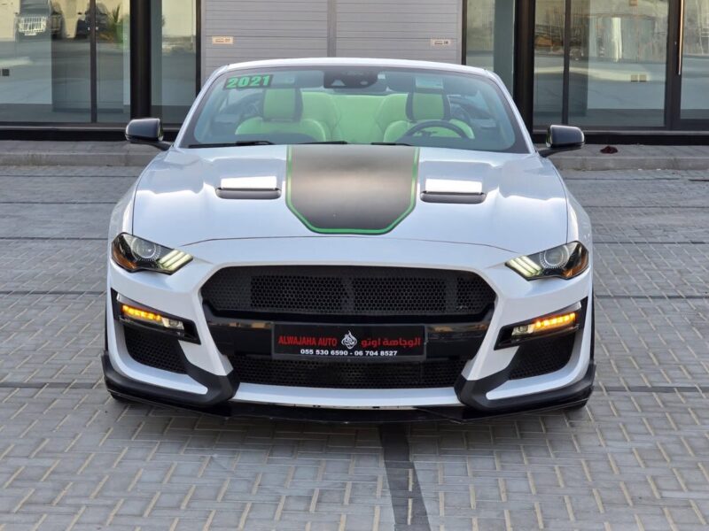 2021 Ford Mustang 2.3L EcoBoost Four-Cylinder Engine White Green Convertible American Specs