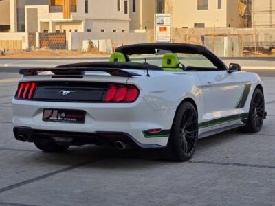 2021 Ford Mustang 2.3L EcoBoost Four-Cylinder Engine White Green Convertible American Specs