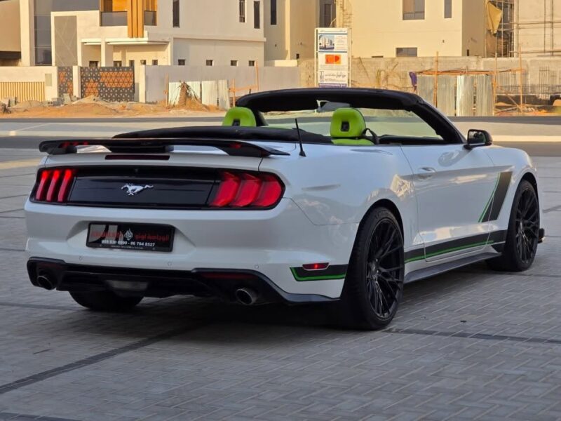 2021 Ford Mustang 2.3L EcoBoost Four-Cylinder Engine White Green Convertible American Specs