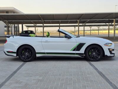 2021 Ford Mustang 2.3L EcoBoost Four-Cylinder Engine White Green Convertible American Specs