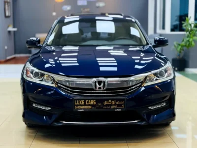 2017 Honda Accord EX-L 4 Cylinders Petrol Engine Blue Beige Sedan GCC Specs Full Option