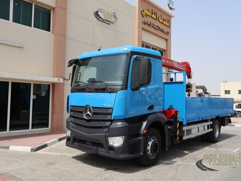 2017 Mercedes Antos 1830 4x2 SANY PALFINGER SPS16000BF (7 Ton) Crane 6 Cylinder Blue
