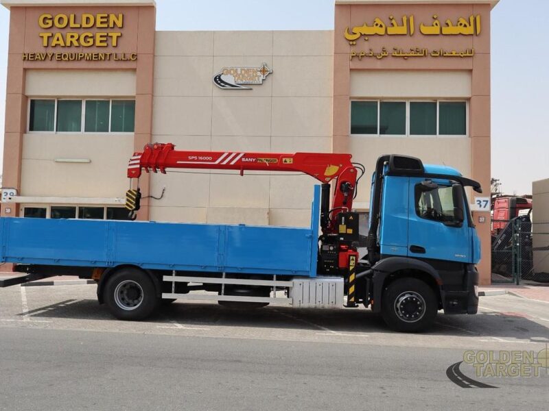 2017 Mercedes Antos 1830 4x2 SANY PALFINGER SPS16000BF (7 Ton) Crane 6 Cylinder Blue
