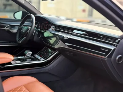 2022 Audi A8 L 55 TFSI quattro 6-cylinder Turbocharged Petrol Engine Black Beige Sedan GCC Specs