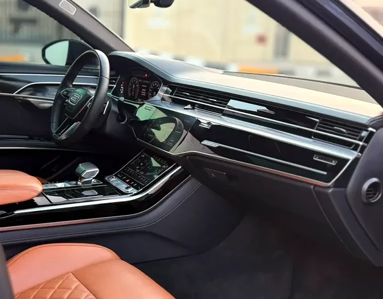 2022 Audi A8 L 55 TFSI quattro 6-cylinder Turbocharged Petrol Engine Black Beige Sedan GCC Specs